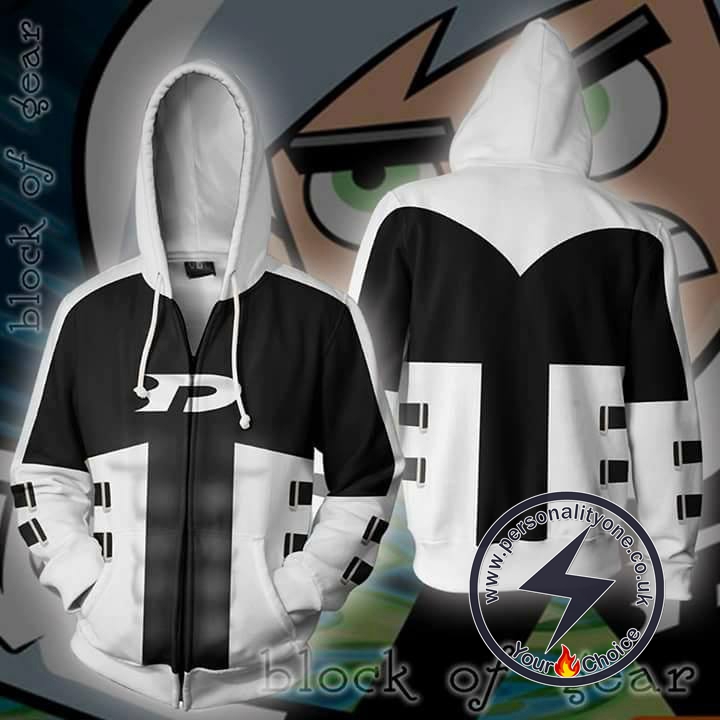 Danny Phantom Custom Zip Up Hoodie Jacket